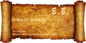 Babaji Benkő névjegykártya